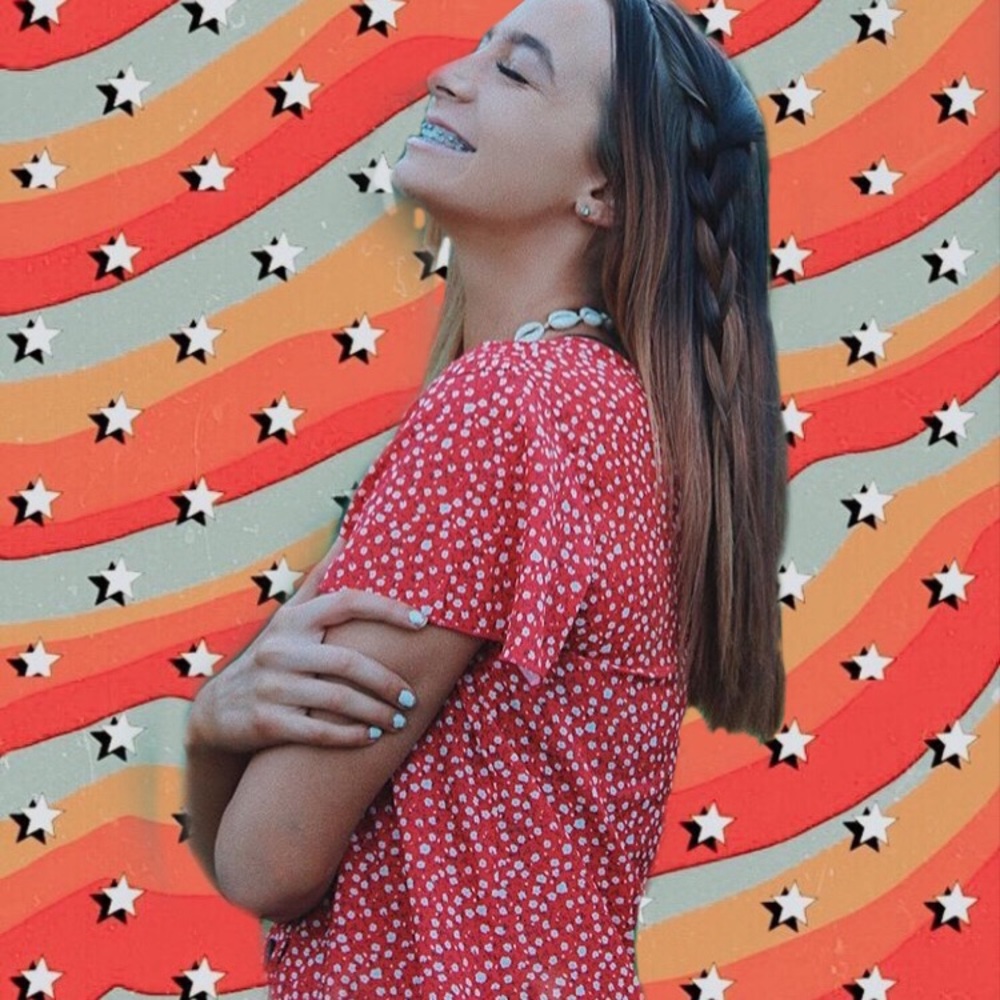 Red ditsy floral dress